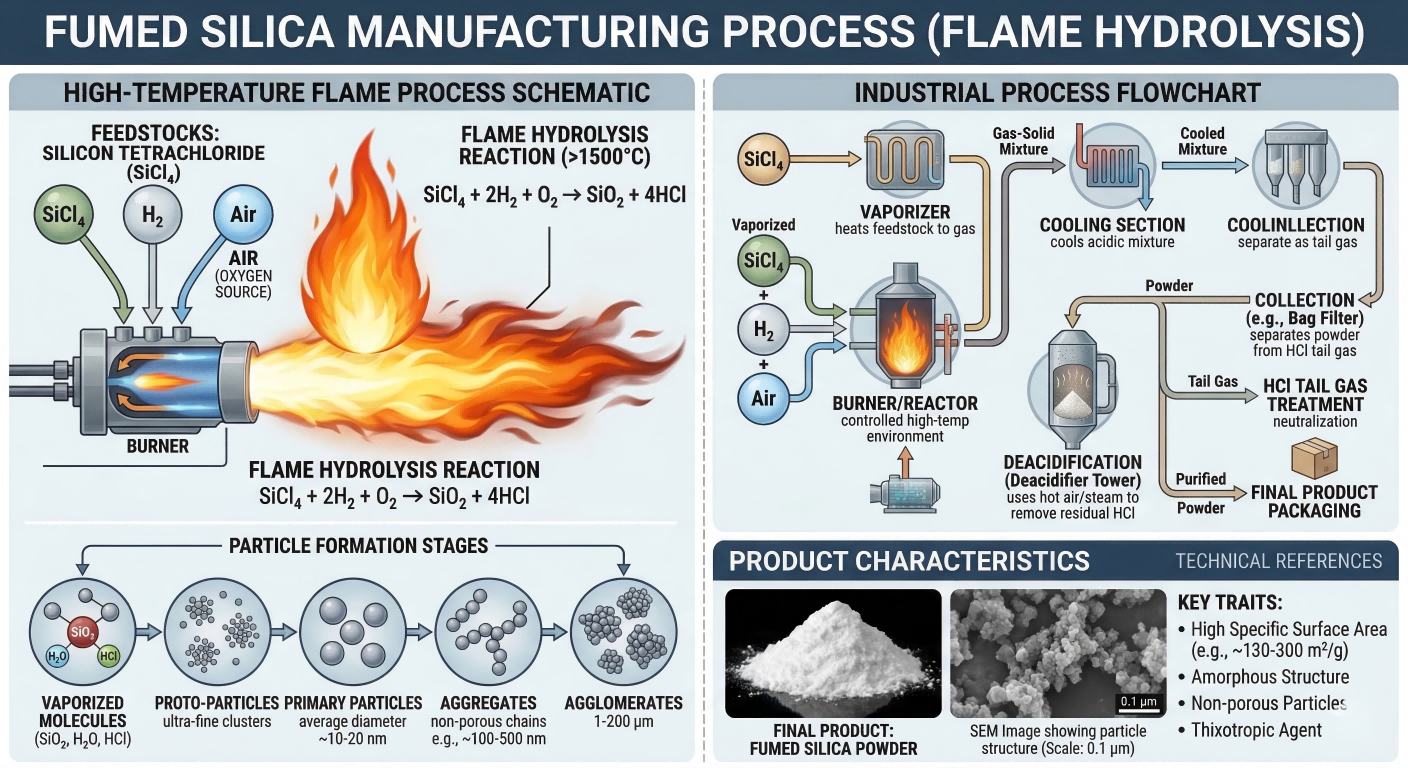 Fumed silica flame hydrolysis process