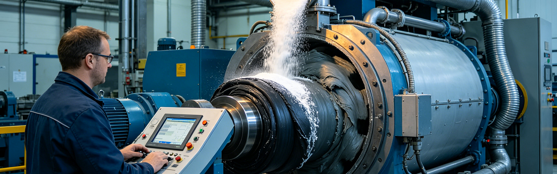 green tire Banbury internal mixer — precipitated silica + Si69 compounding