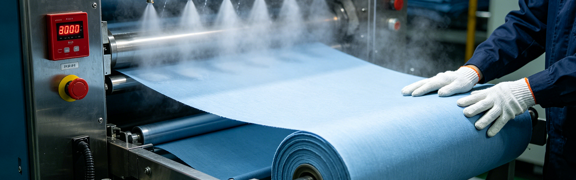 shirt fabric stenter finishing — amino-modified silicone emulsion mist-spray