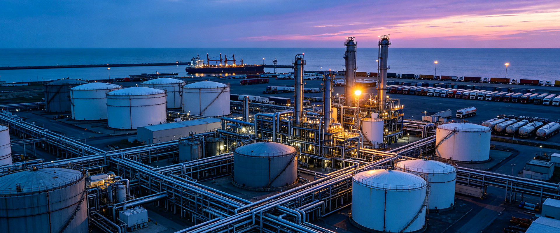 Products — multi-product industrial chemical portfolio overview with storage tank matrix